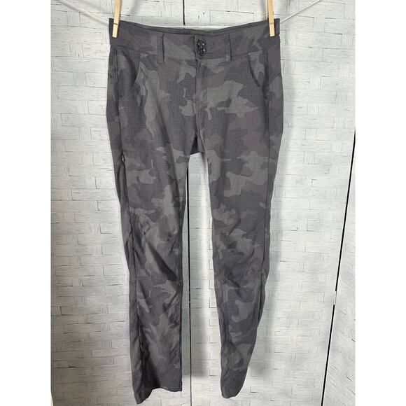 Prana women’s cargo pants gray camouflage roll tab packets outdoor gorpcore - Picture 1 of 16